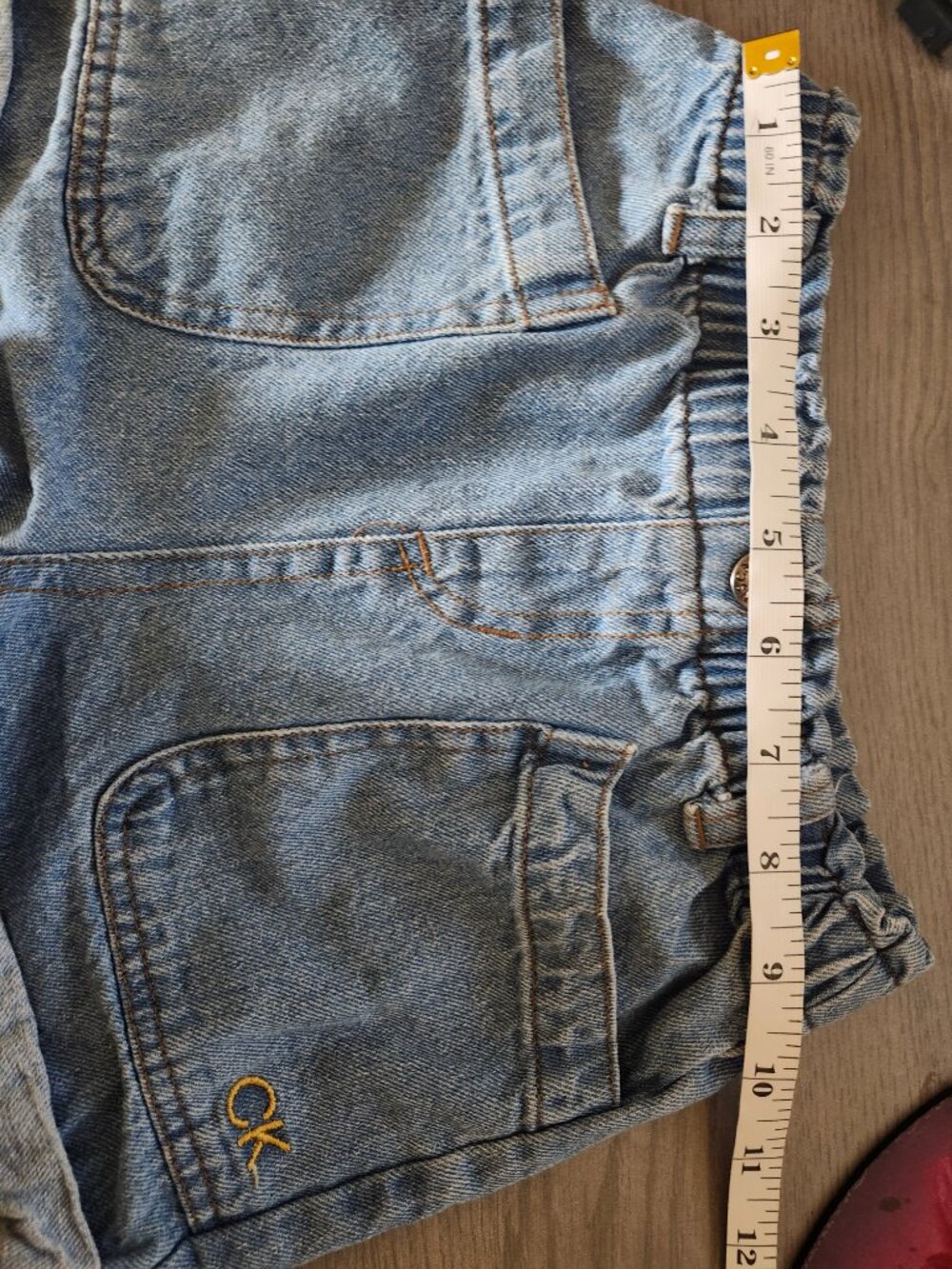 Girls Jean Shorts Size 6 Calvin Klein Elastic Waist Light Blue Denim Pockets - Picture 7 of 7